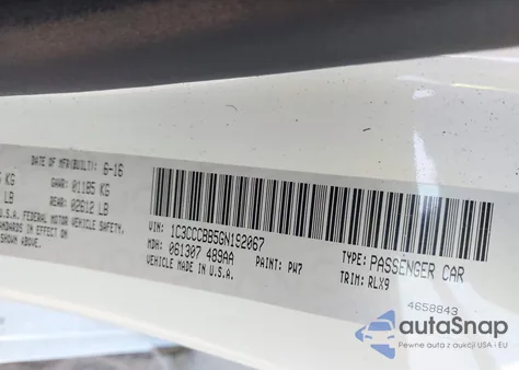 2016 Chrysler 200 S z USA, uszkodzony, nr VIN 1C3CCCBB5GN192067